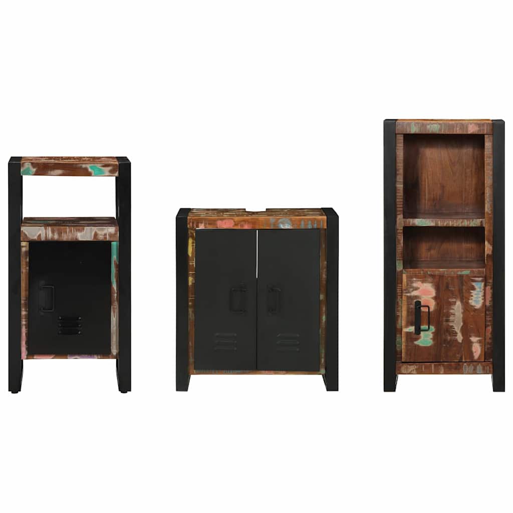 Bathroom Furniture Set 3 pcs Multicolour Solid Reclaimed Wood