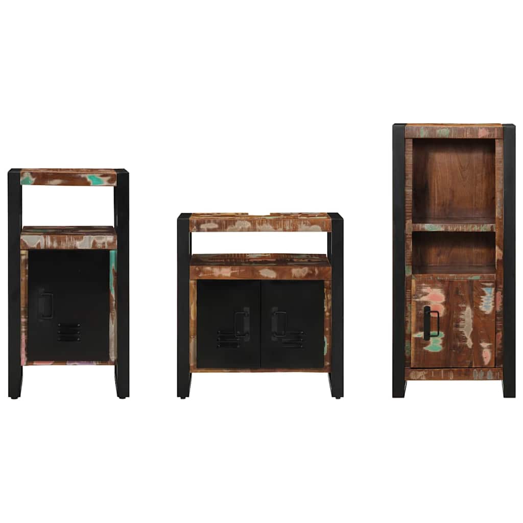 Bathroom Furniture Set 3 pcs Multicolour Solid Reclaimed Wood