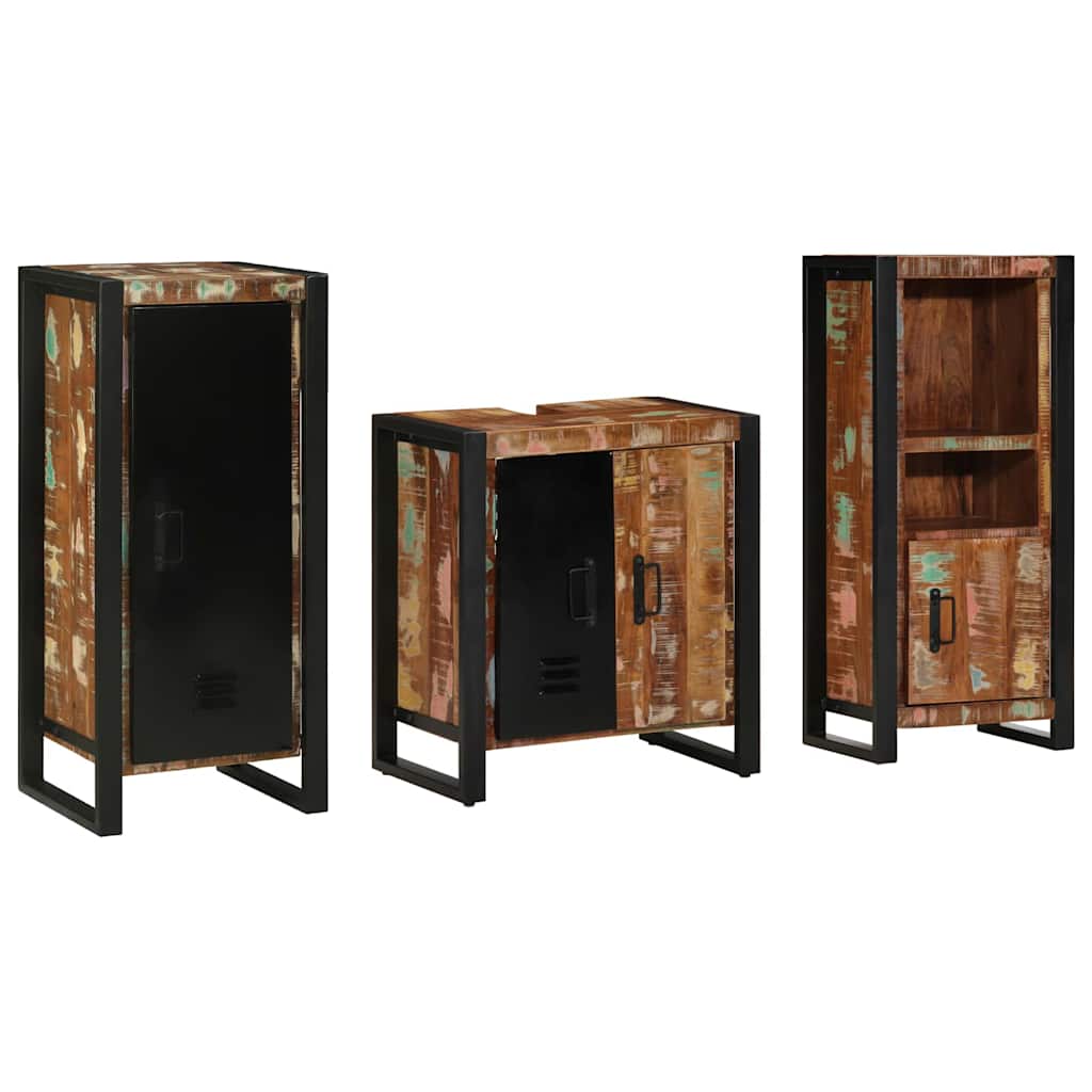 Bathroom Furniture Set 3 pcs Multicolour Solid Reclaimed Wood