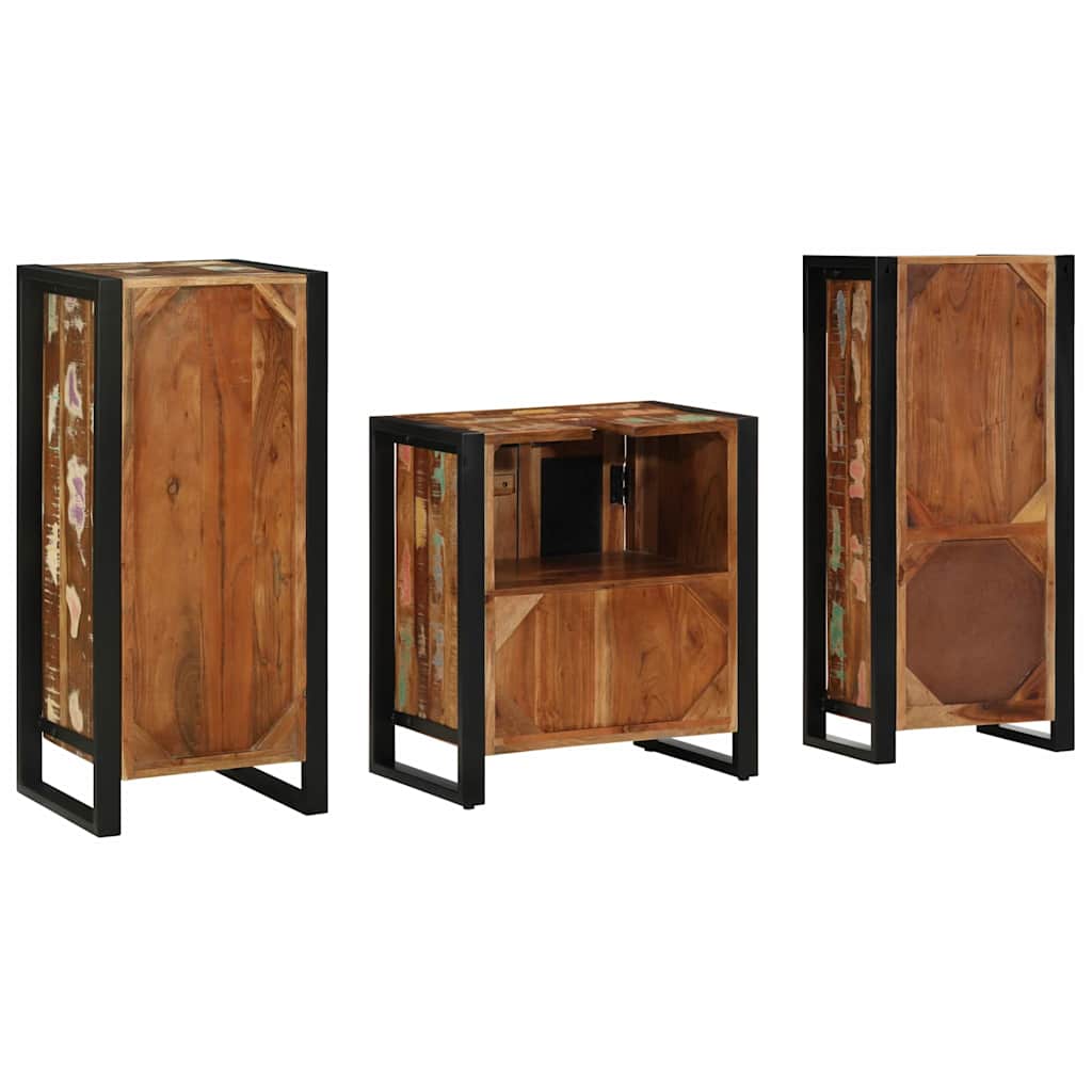 Bathroom Furniture Set 3 pcs Multicolour Solid Reclaimed Wood