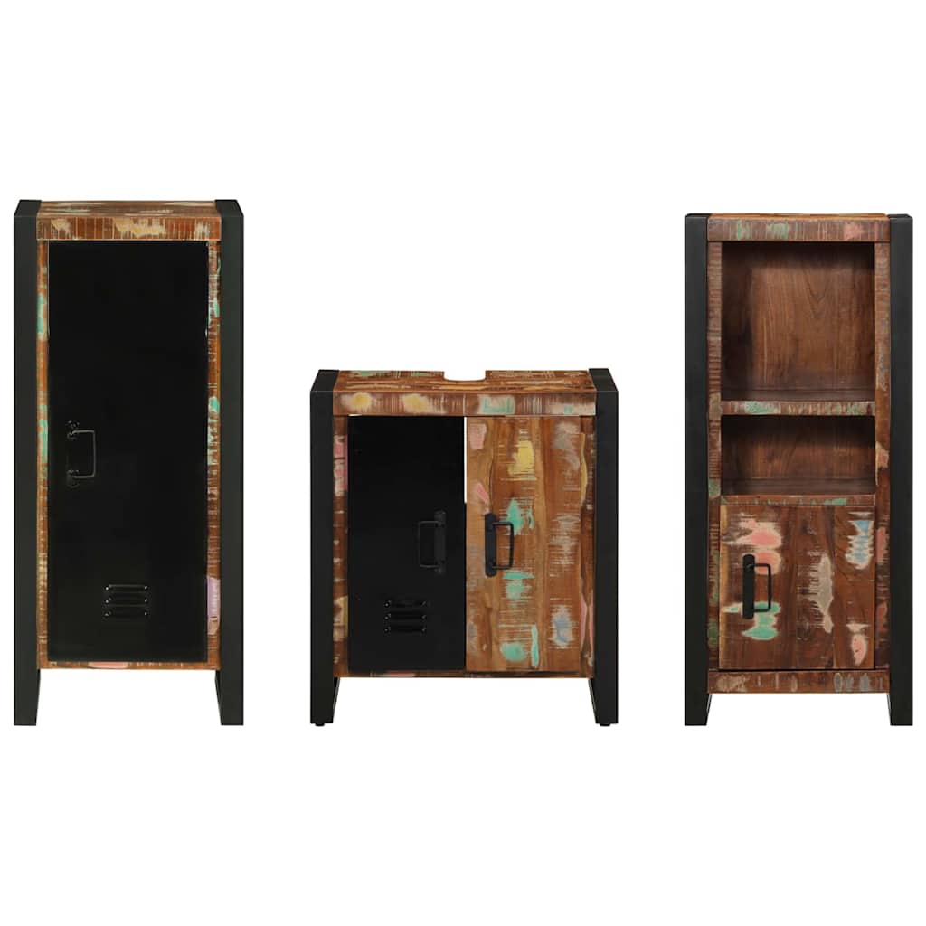 Bathroom Furniture Set 3 pcs Multicolour Solid Reclaimed Wood
