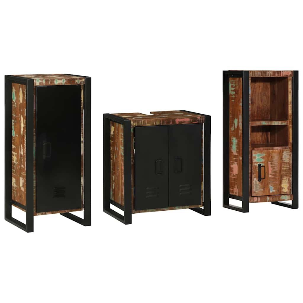 Bathroom Furniture Set 3 pcs Multicolour Solid Reclaimed Wood