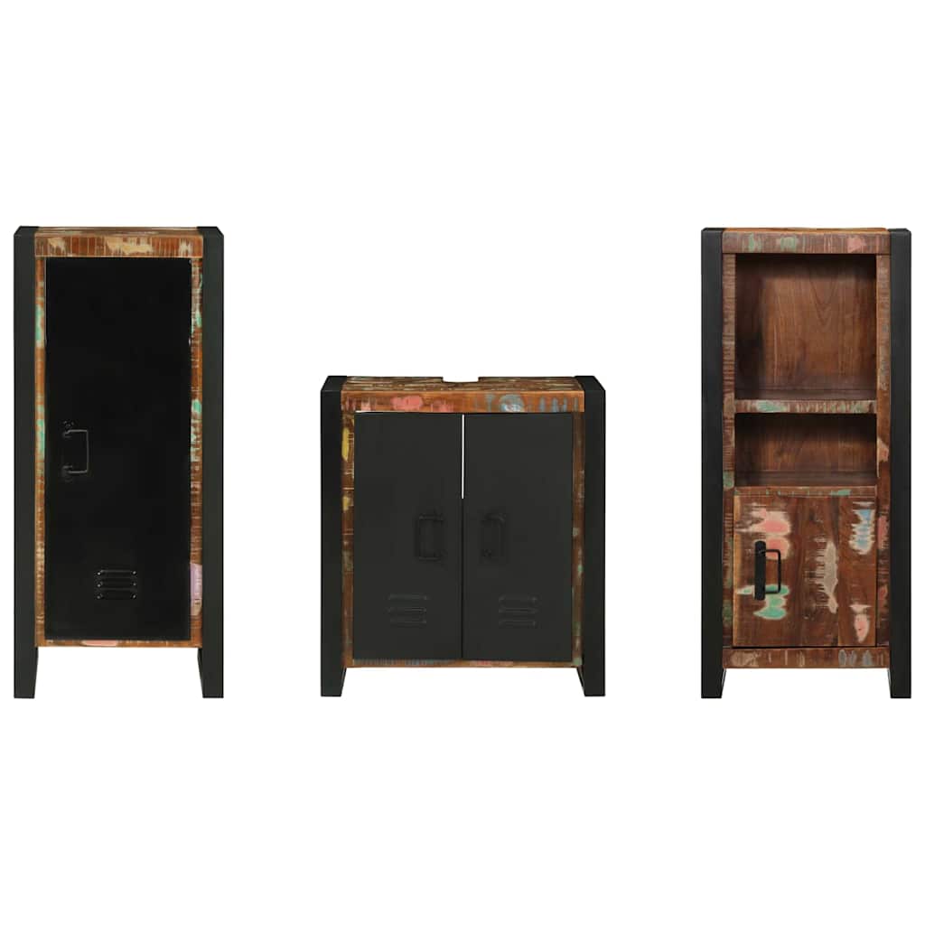 Bathroom Furniture Set 3 pcs Multicolour Solid Reclaimed Wood