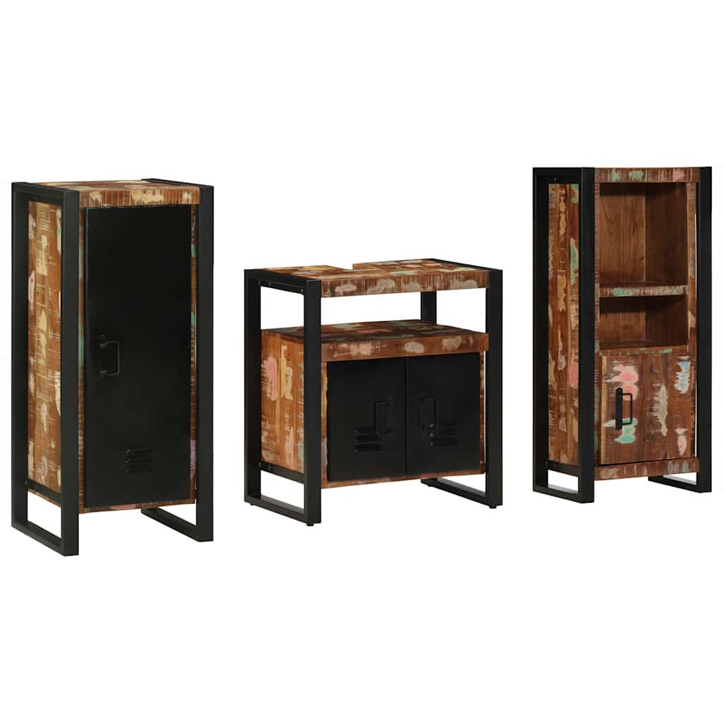Bathroom Furniture Set 3 pcs Multicolour Solid Reclaimed Wood