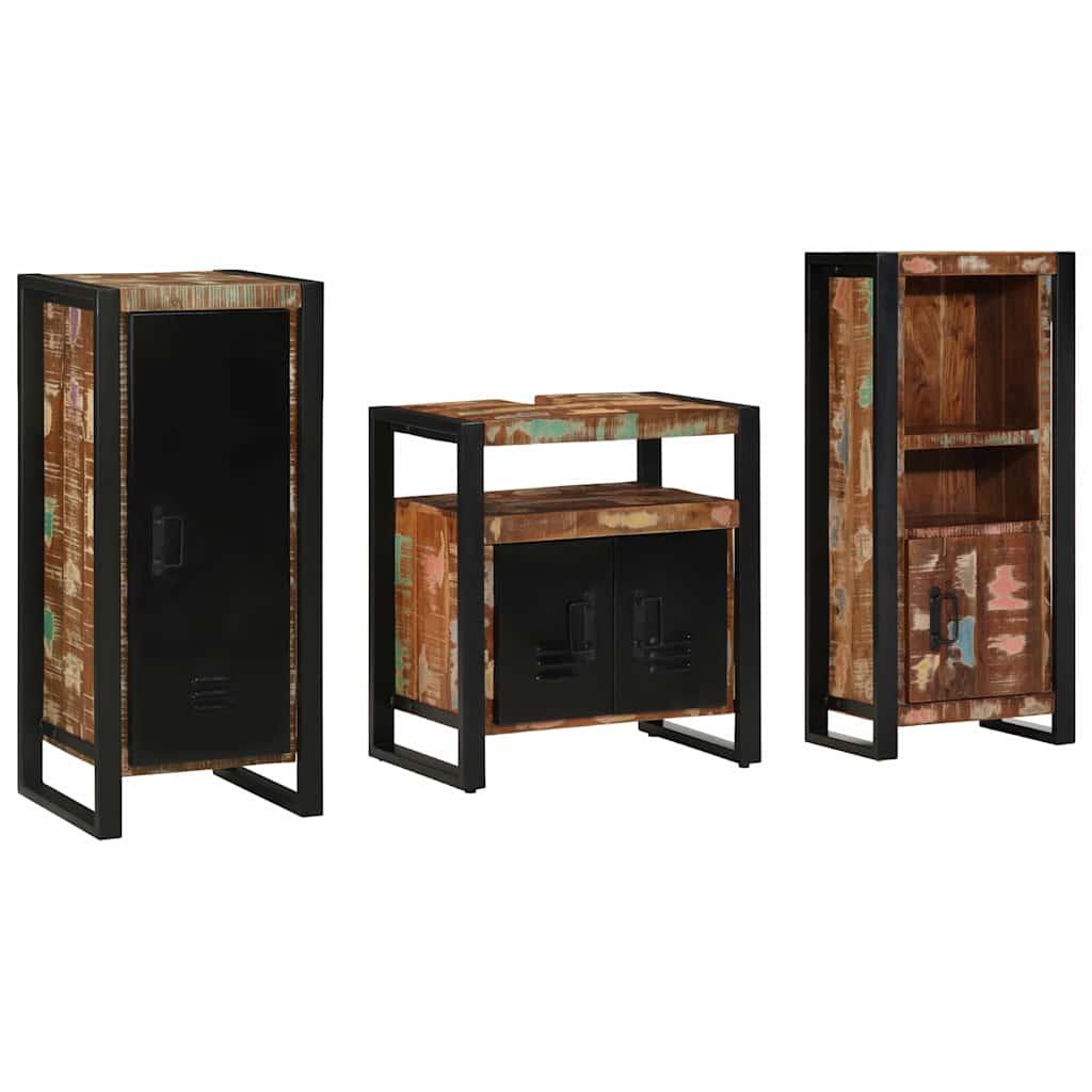 Bathroom Furniture Set 3 pcs Multicolour Solid Reclaimed Wood