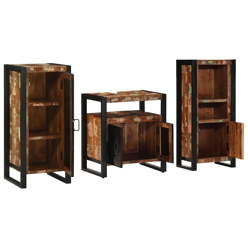 Bathroom Furniture Set 3 pcs Multicolour Solid Reclaimed Wood