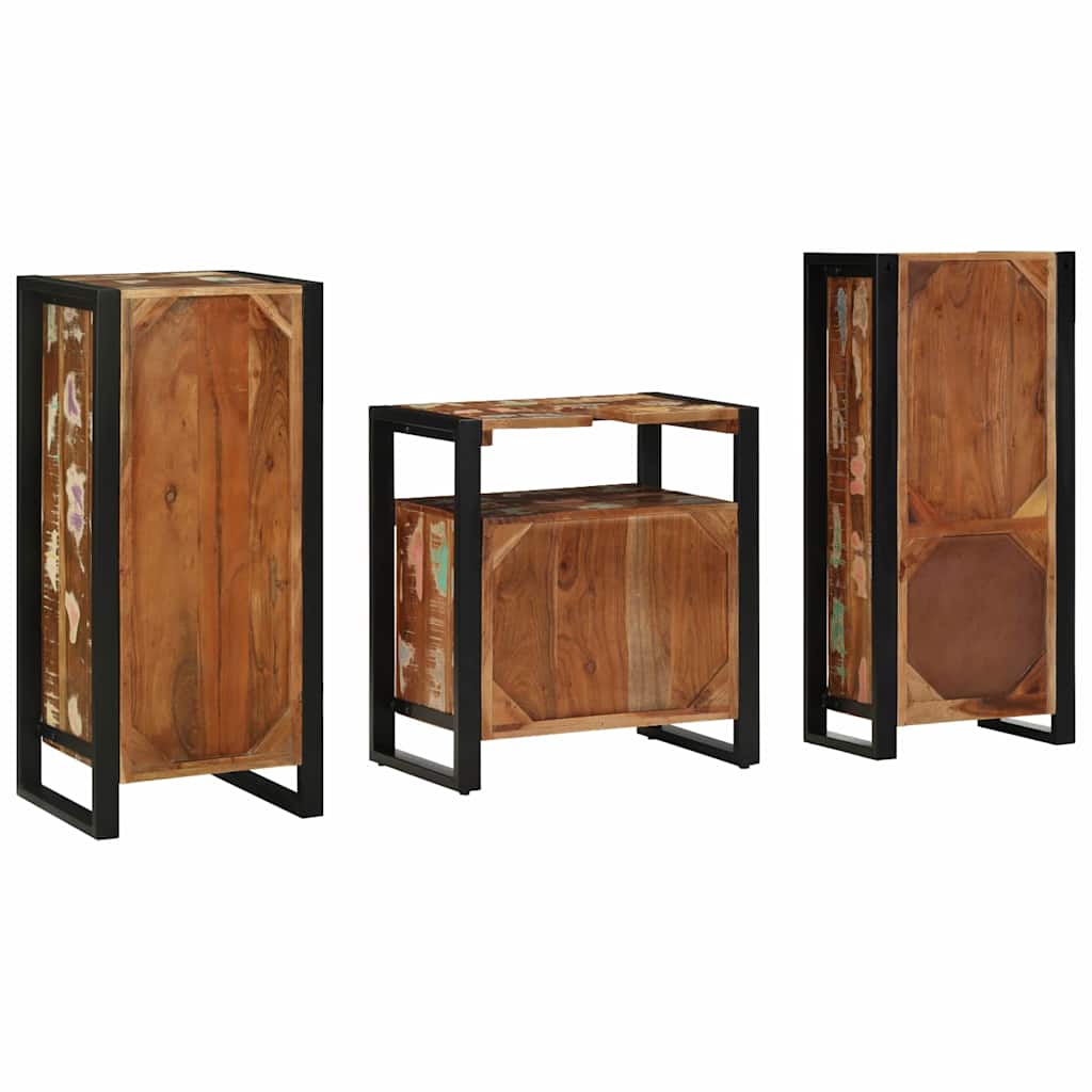 Bathroom Furniture Set 3 pcs Multicolour Solid Reclaimed Wood