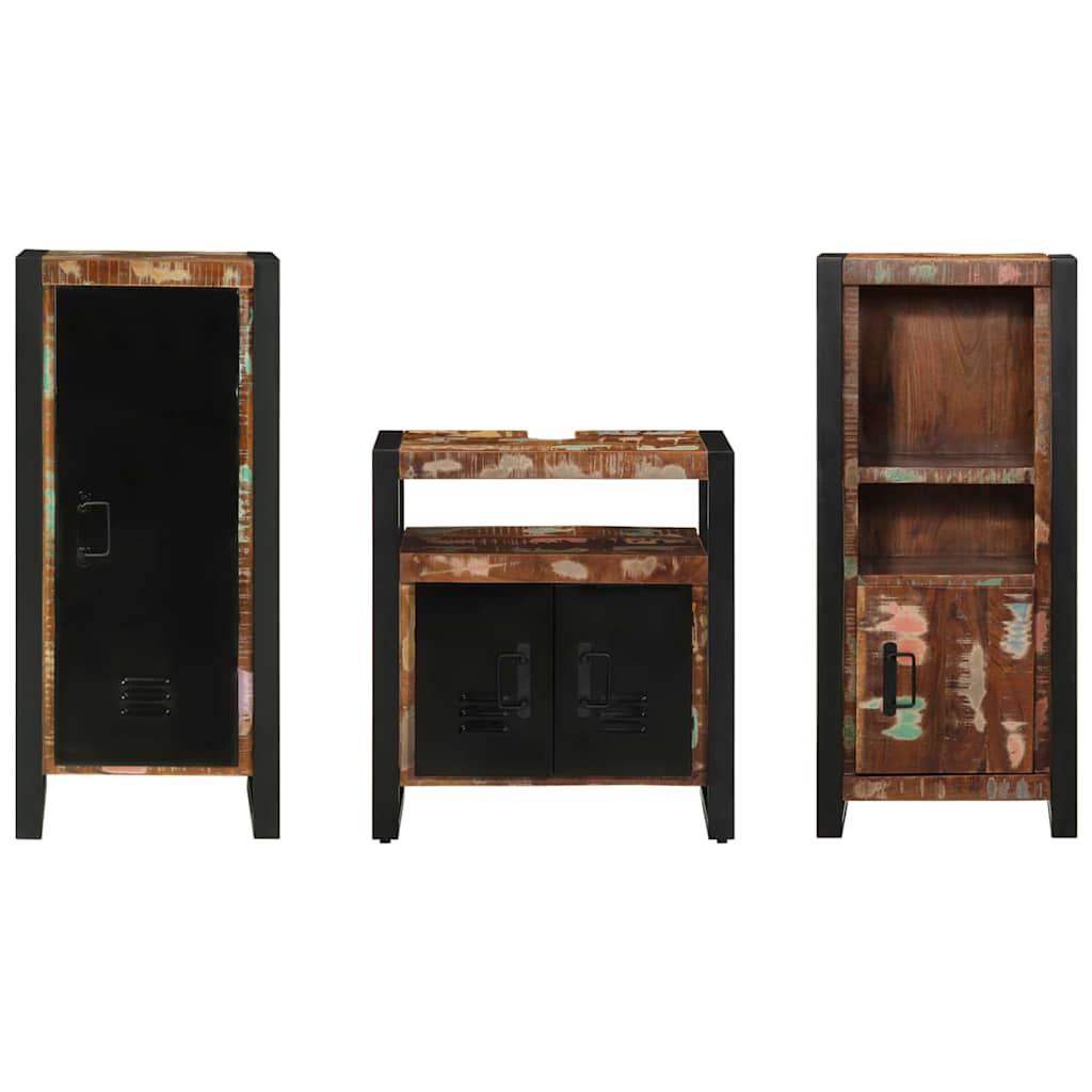 Bathroom Furniture Set 3 pcs Multicolour Solid Reclaimed Wood