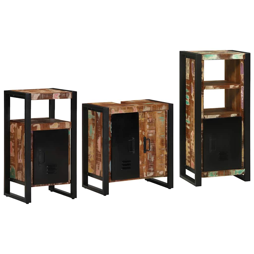 Bathroom Furniture Set 3 pcs Multicolour Solid Reclaimed Wood