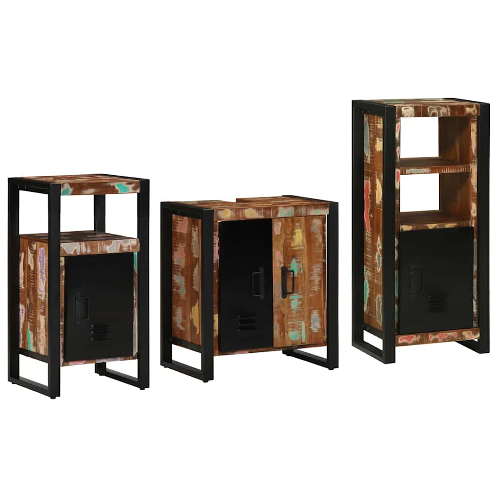 Bathroom Furniture Set 3 pcs Multicolour Solid Reclaimed Wood