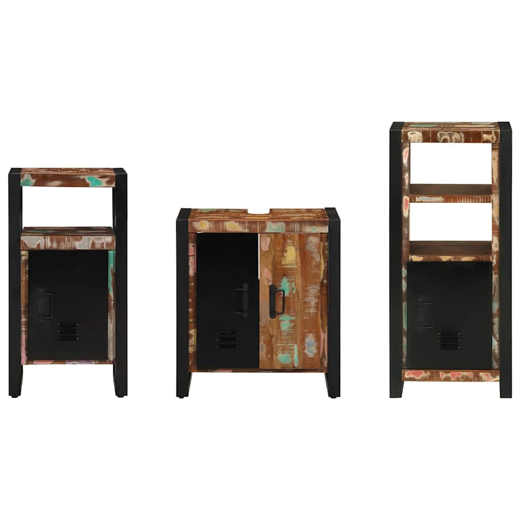 Bathroom Furniture Set 3 pcs Multicolour Solid Reclaimed Wood