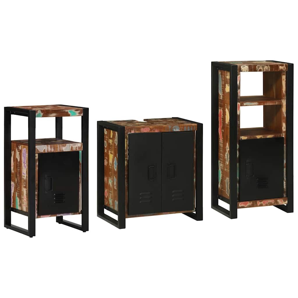 Bathroom Furniture Set 3 pcs Multicolour Solid Reclaimed Wood