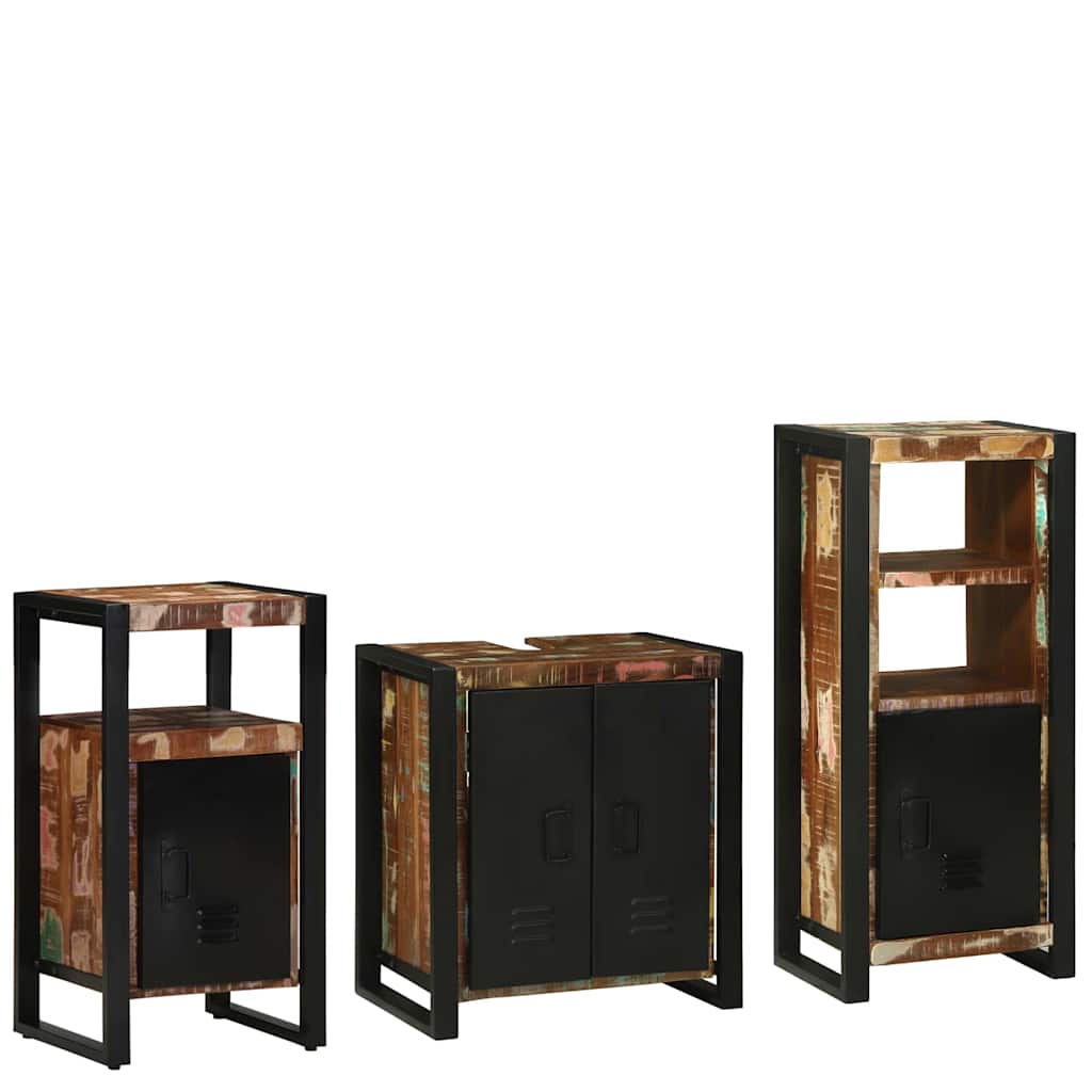 Bathroom Furniture Set 3 pcs Multicolour Solid Reclaimed Wood