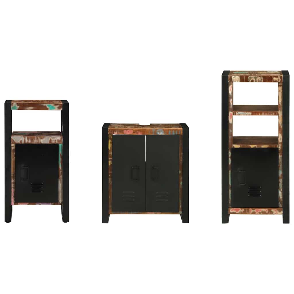 Bathroom Furniture Set 3 pcs Multicolour Solid Reclaimed Wood