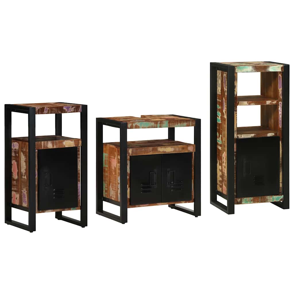 Bathroom Furniture Set 3 pcs Multicolour Solid Reclaimed Wood