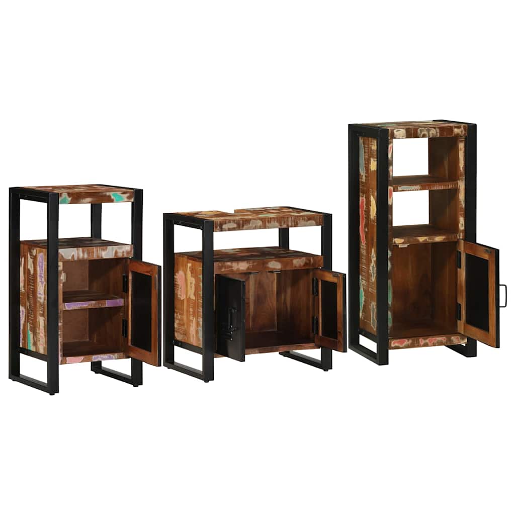 Bathroom Furniture Set 3 pcs Multicolour Solid Reclaimed Wood