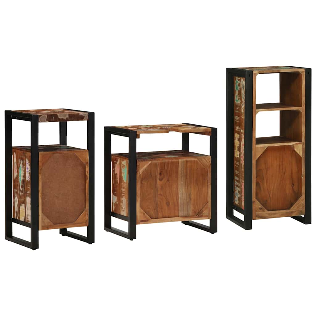 Bathroom Furniture Set 3 pcs Multicolour Solid Reclaimed Wood