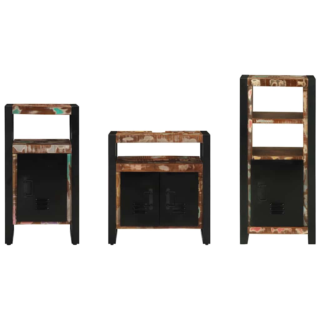 Bathroom Furniture Set 3 pcs Multicolour Solid Reclaimed Wood