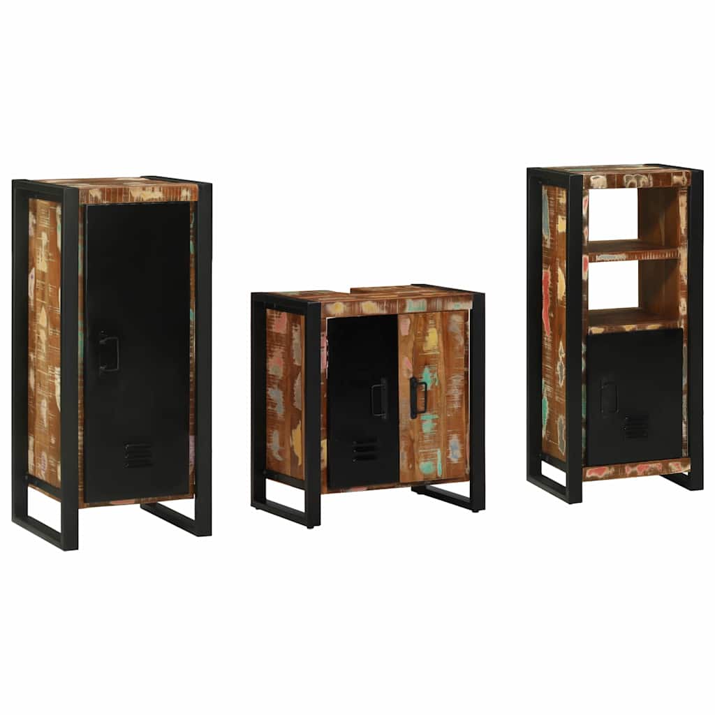 Bathroom Furniture Set 3 pcs Multicolour Solid Reclaimed Wood