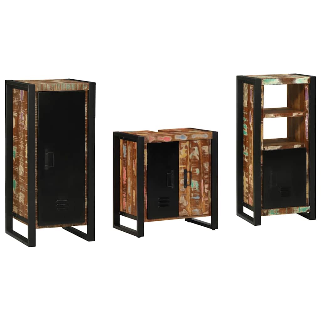 Bathroom Furniture Set 3 pcs Multicolour Solid Reclaimed Wood