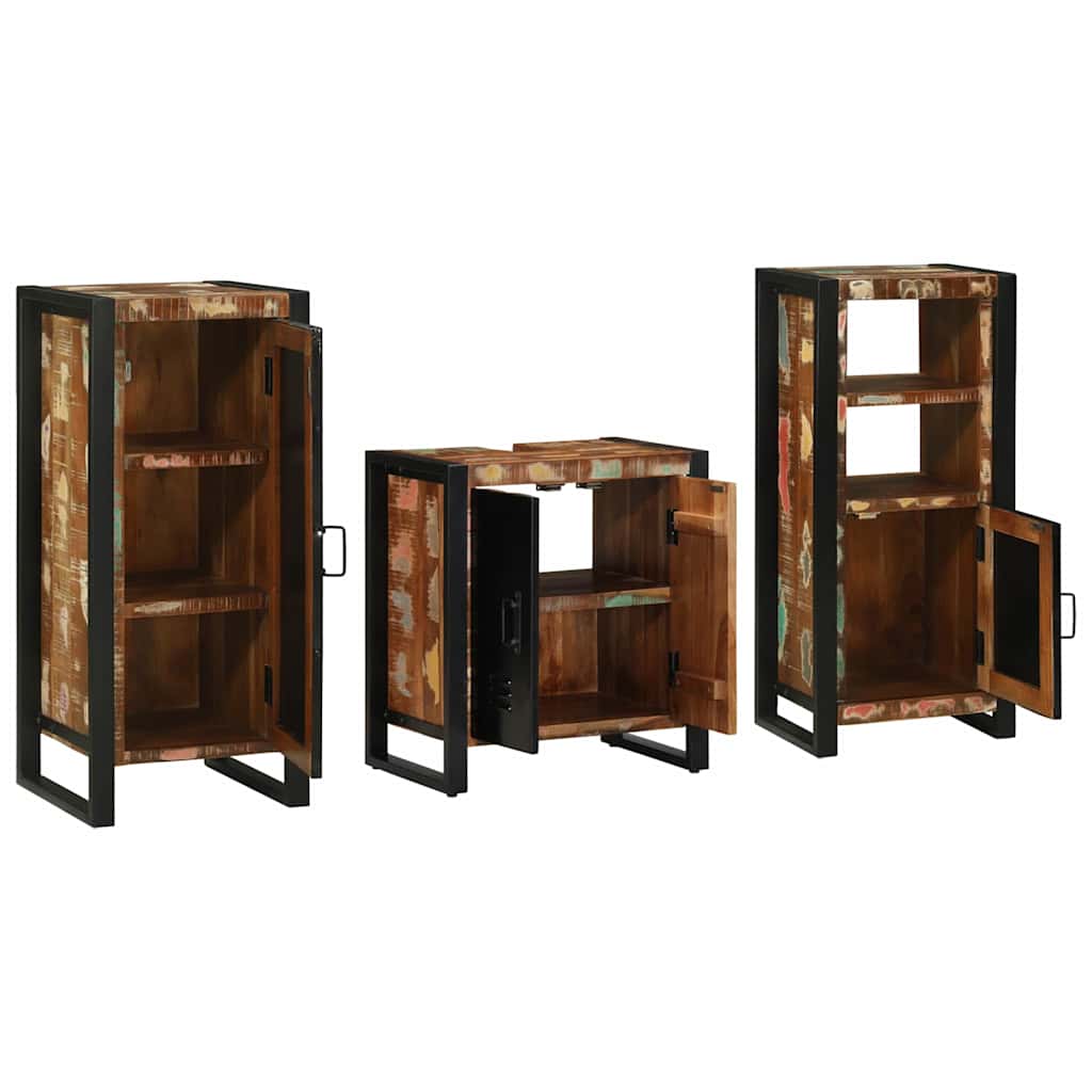 Bathroom Furniture Set 3 pcs Multicolour Solid Reclaimed Wood