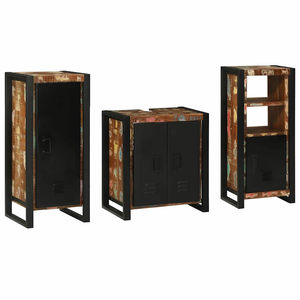 Bathroom Furniture Set 3 pcs Multicolour Solid Reclaimed Wood