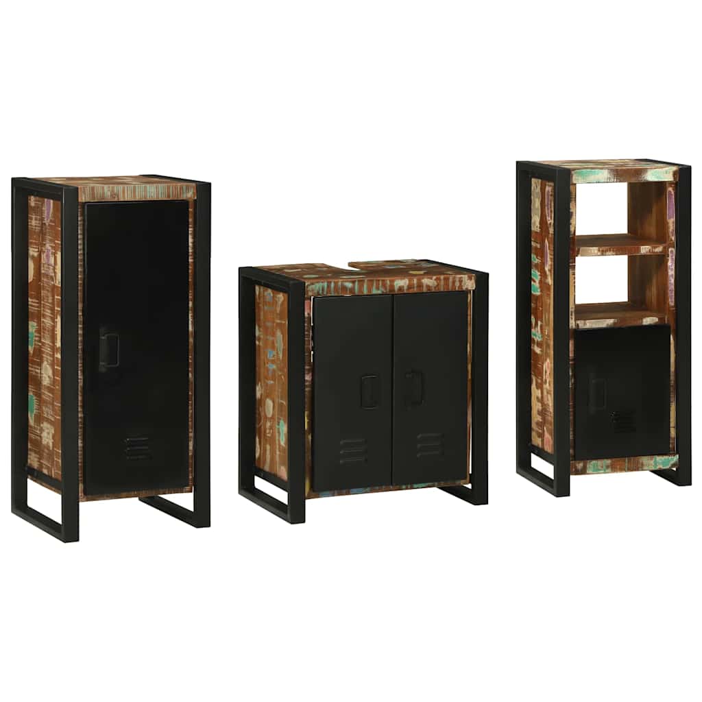 Bathroom Furniture Set 3 pcs Multicolour Solid Reclaimed Wood