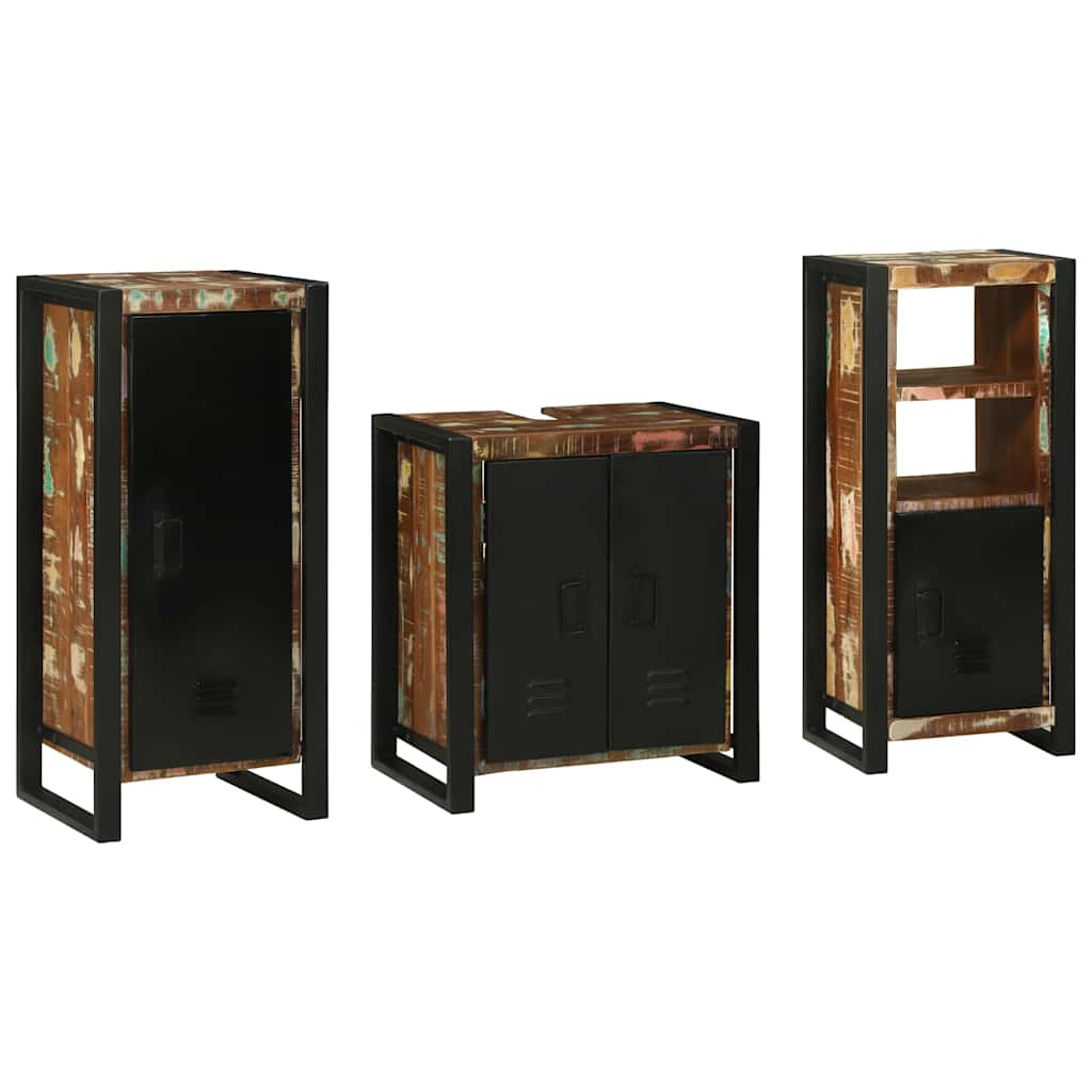 Bathroom Furniture Set 3 pcs Multicolour Solid Reclaimed Wood