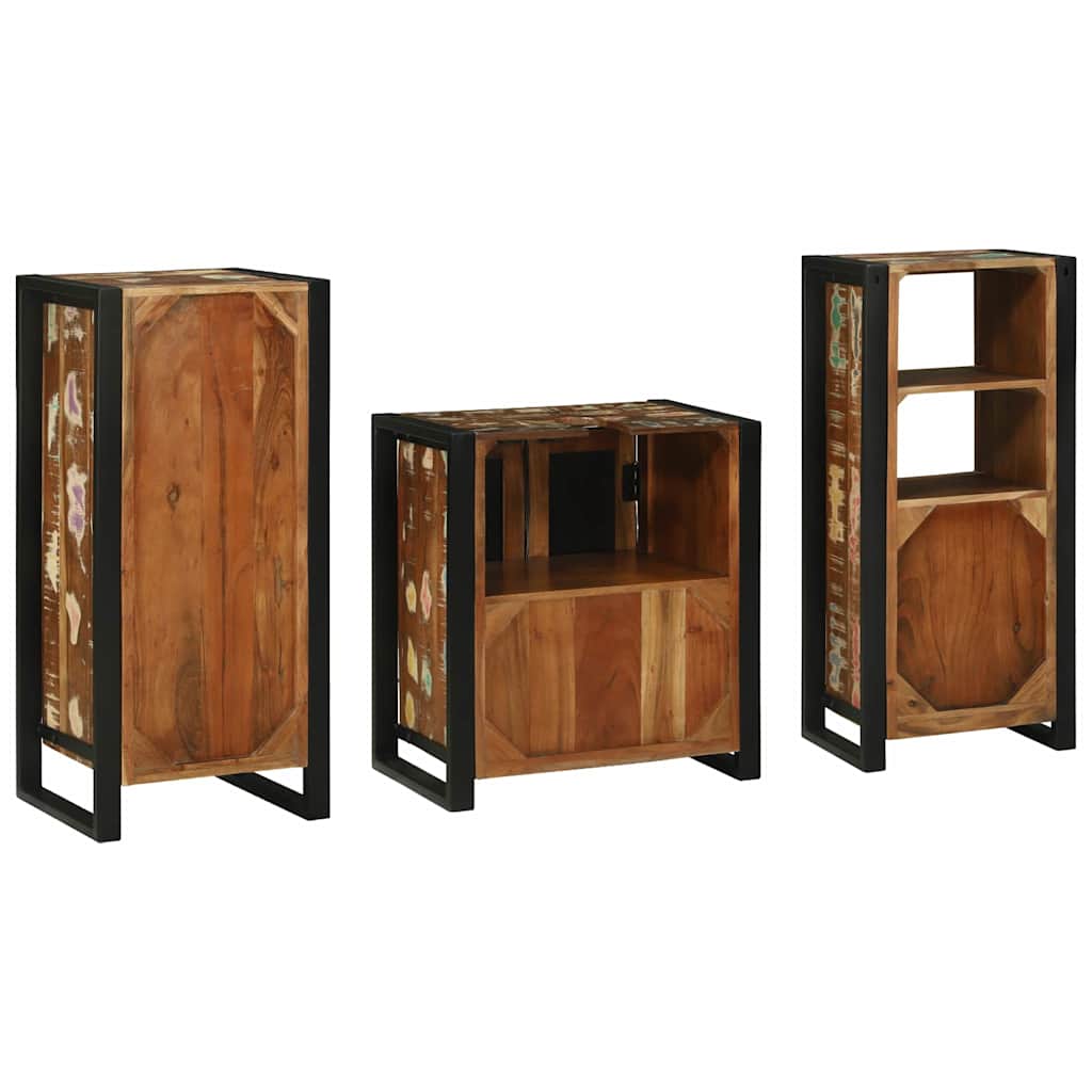 Bathroom Furniture Set 3 pcs Multicolour Solid Reclaimed Wood