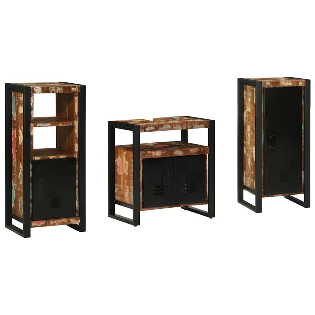 Bathroom Furniture Set 3 pcs Multicolour Solid Reclaimed Wood