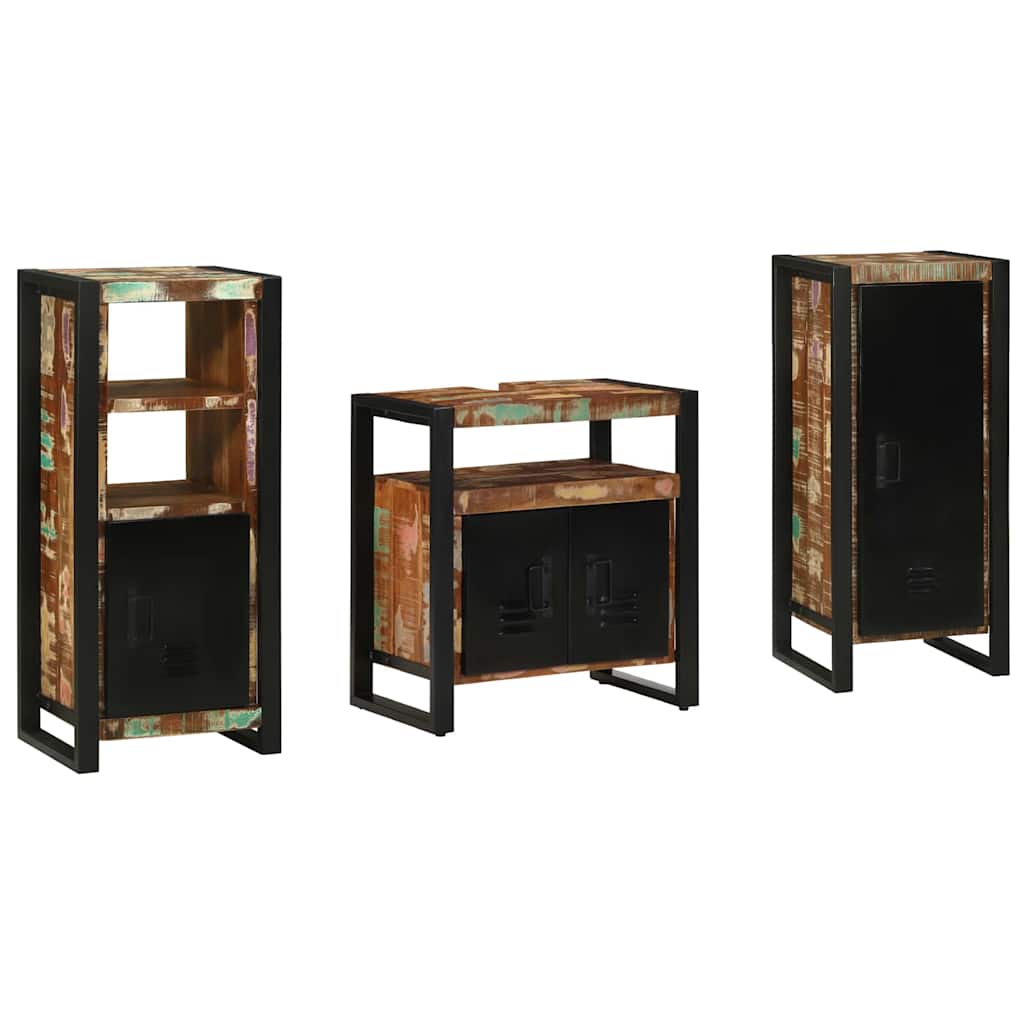 Bathroom Furniture Set 3 pcs Multicolour Solid Reclaimed Wood