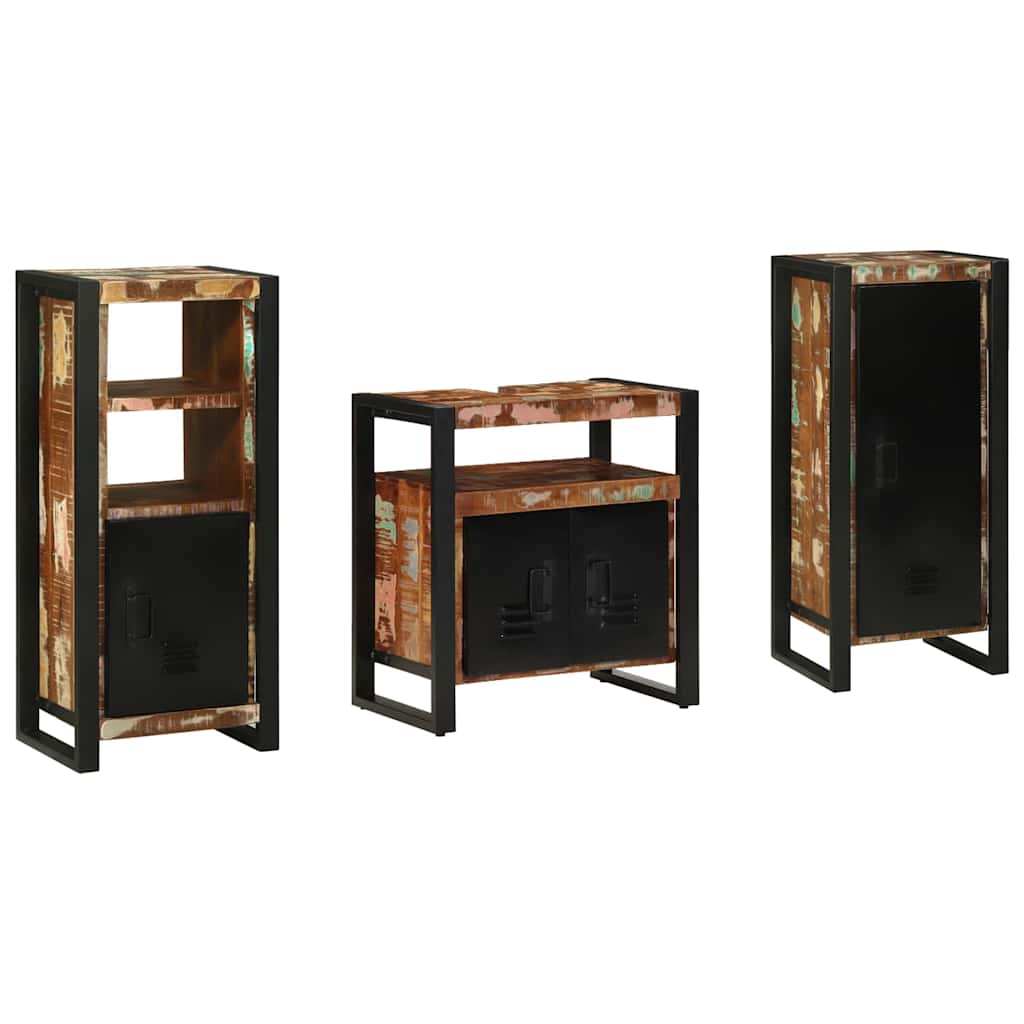 Bathroom Furniture Set 3 pcs Multicolour Solid Reclaimed Wood