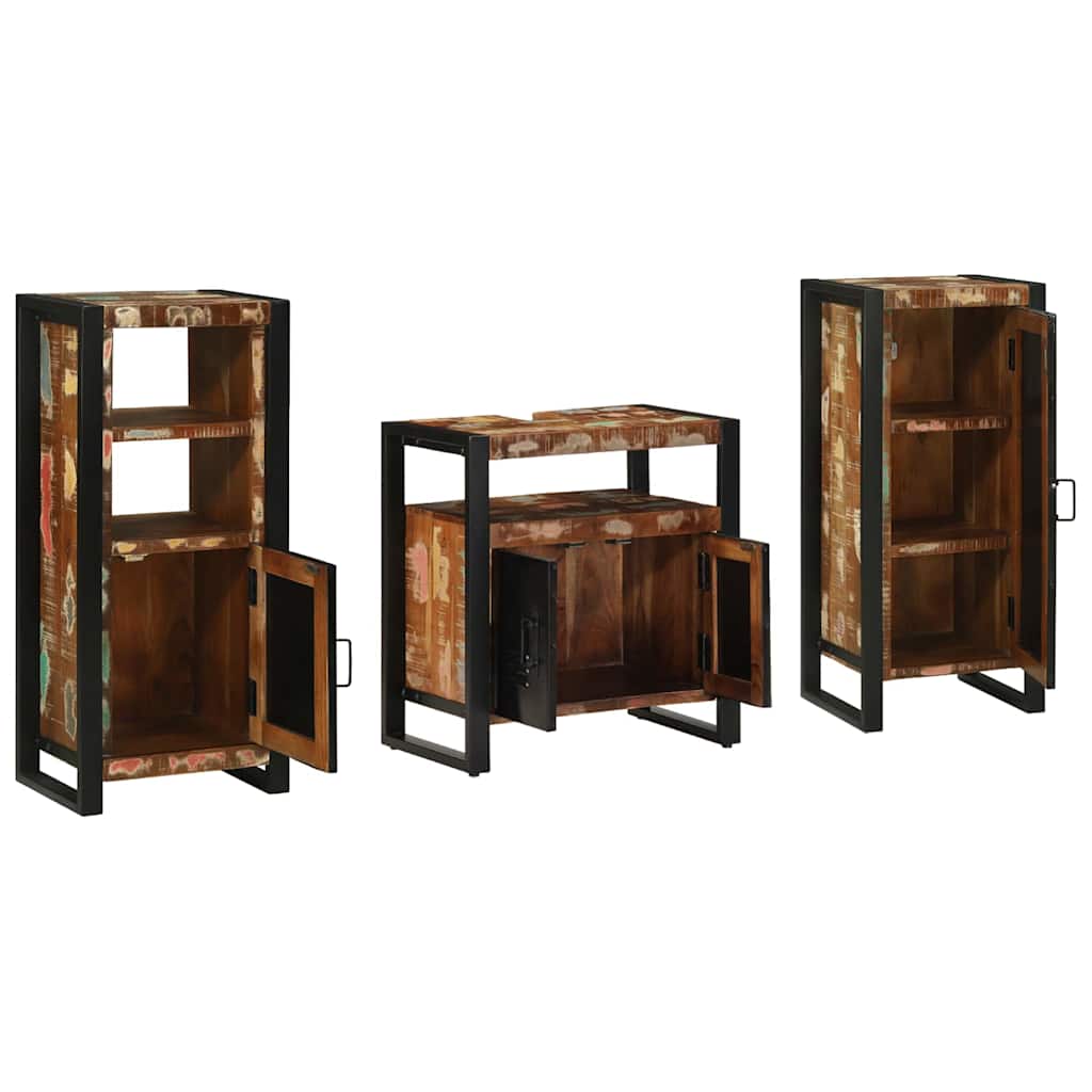 Bathroom Furniture Set 3 pcs Multicolour Solid Reclaimed Wood