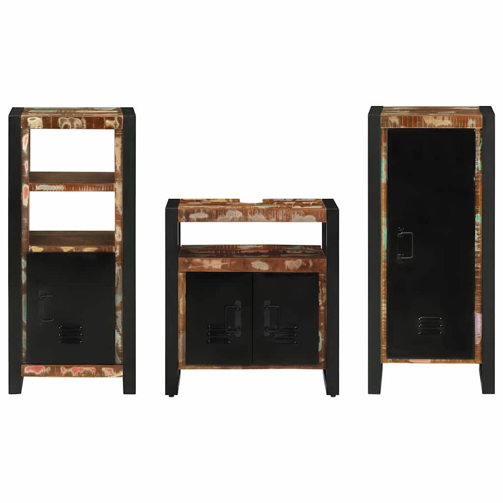 Bathroom Furniture Set 3 pcs Multicolour Solid Reclaimed Wood