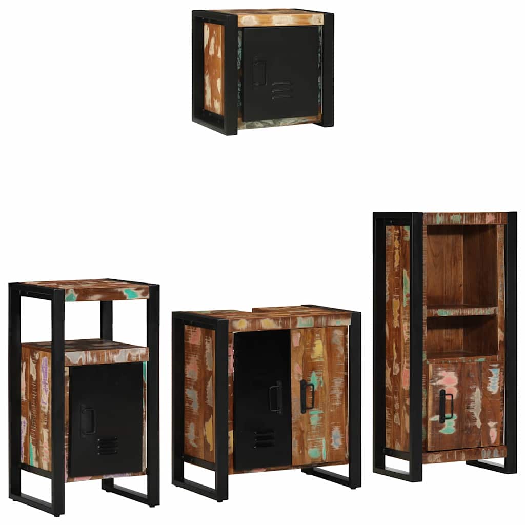 Bathroom Furniture Set 4 pcs Multicolour Solid Reclaimed Wood