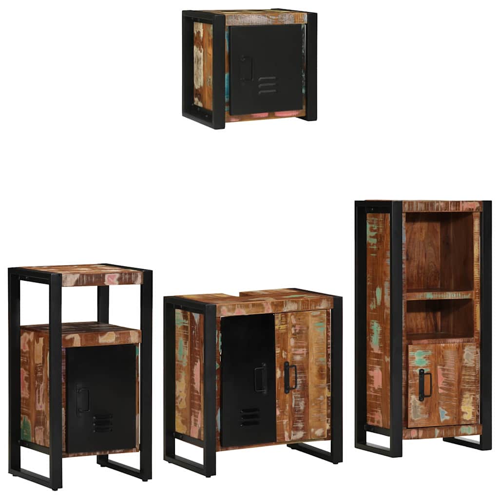 Bathroom Furniture Set 4 pcs Multicolour Solid Reclaimed Wood
