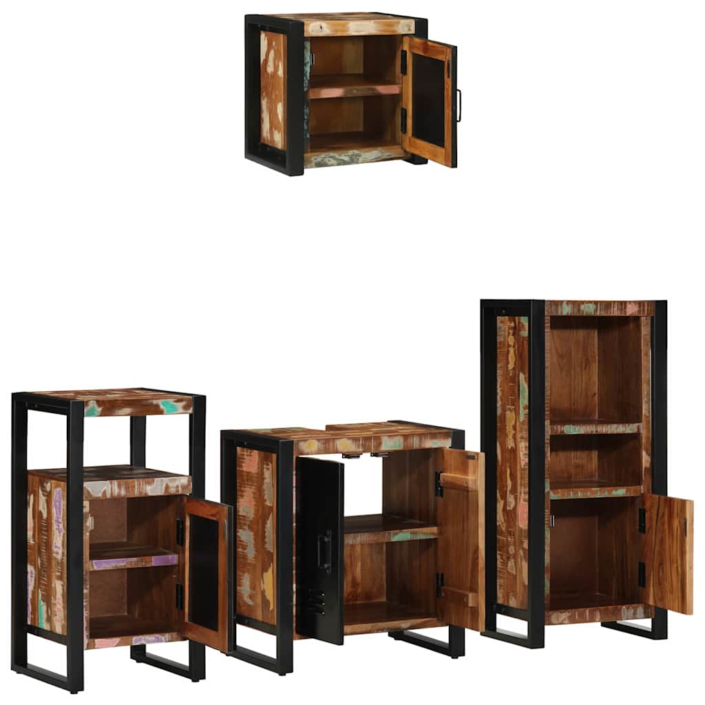 Bathroom Furniture Set 4 pcs Multicolour Solid Reclaimed Wood
