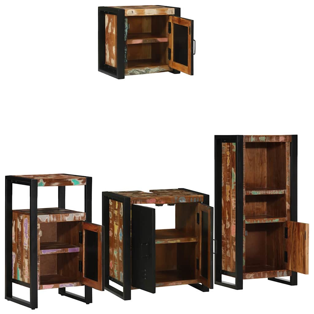 Bathroom Furniture Set 4 pcs Multicolour Solid Reclaimed Wood