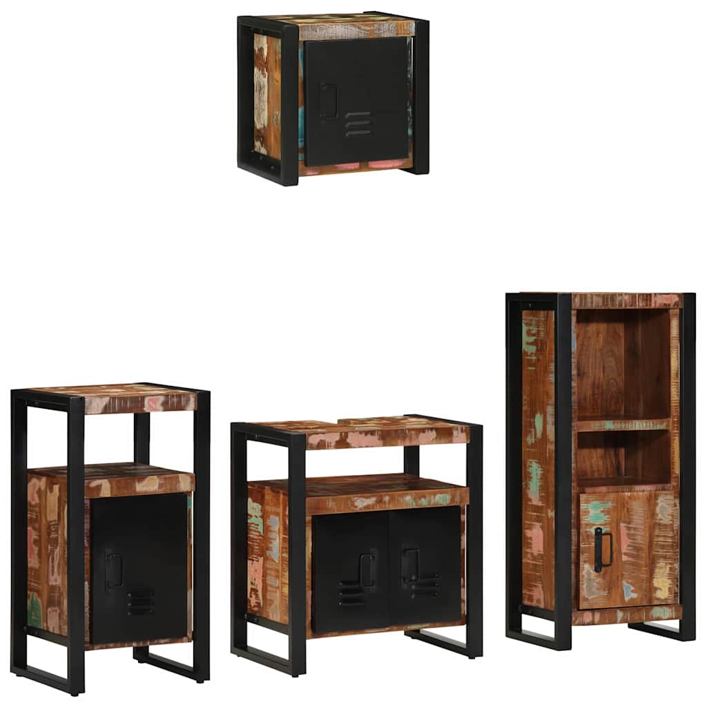Bathroom Furniture Set 4 pcs Multicolour Solid Reclaimed Wood