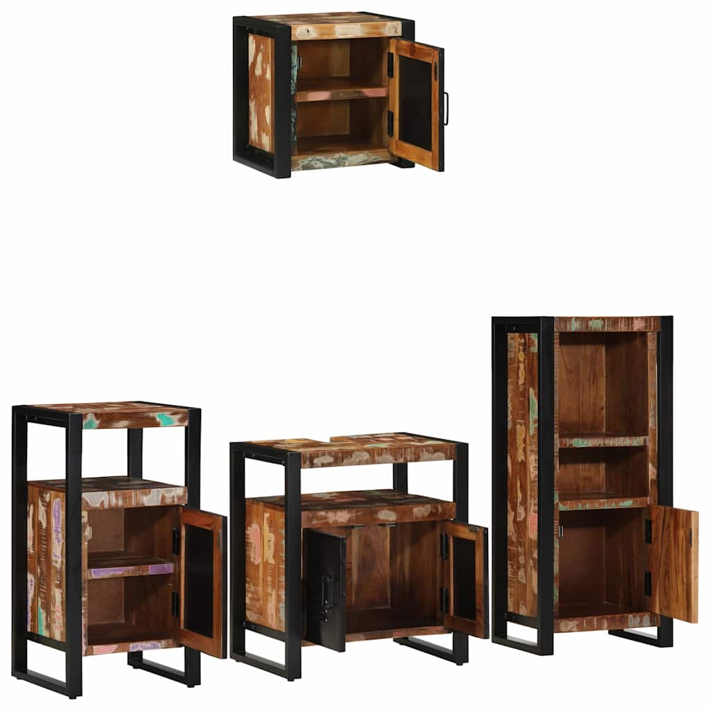 Bathroom Furniture Set 4 pcs Multicolour Solid Reclaimed Wood