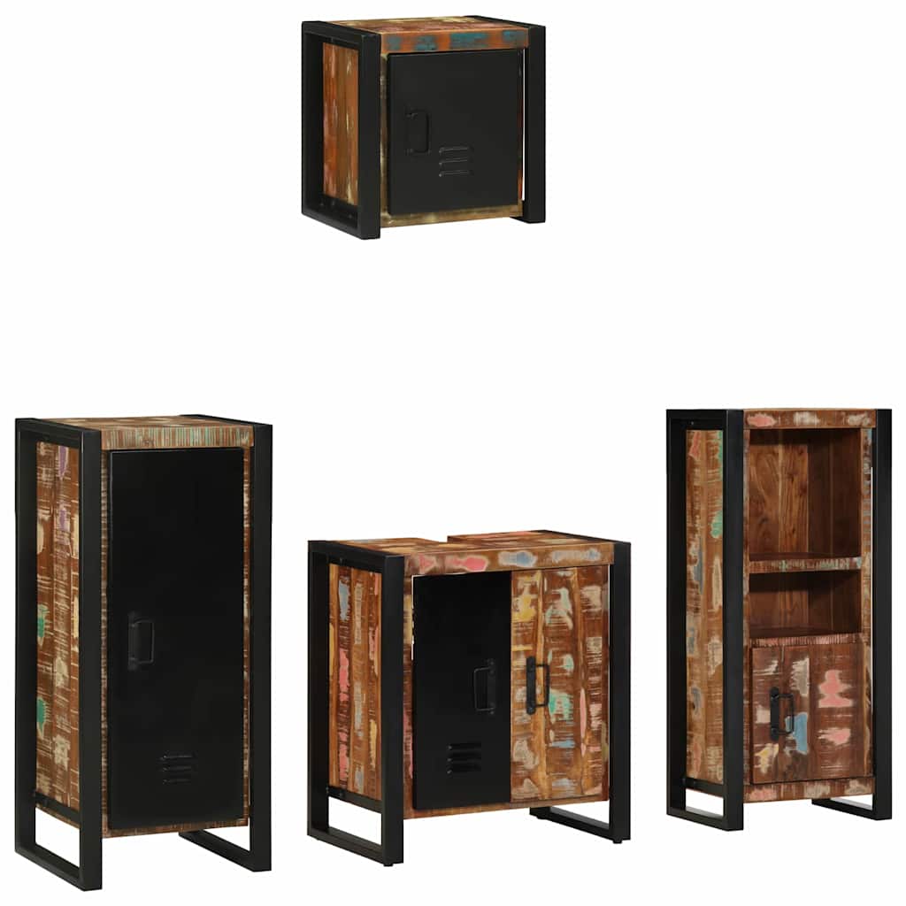 Bathroom Furniture Set 4 pcs Multicolour Solid Reclaimed Wood