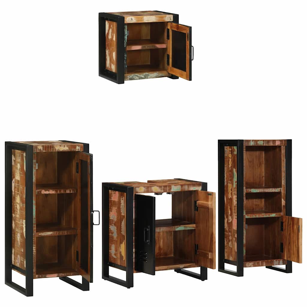 Bathroom Furniture Set 4 pcs Multicolour Solid Reclaimed Wood