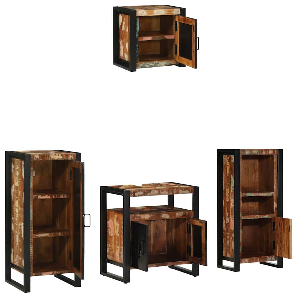 Bathroom Furniture Set 4 pcs Multicolour Solid Reclaimed Wood