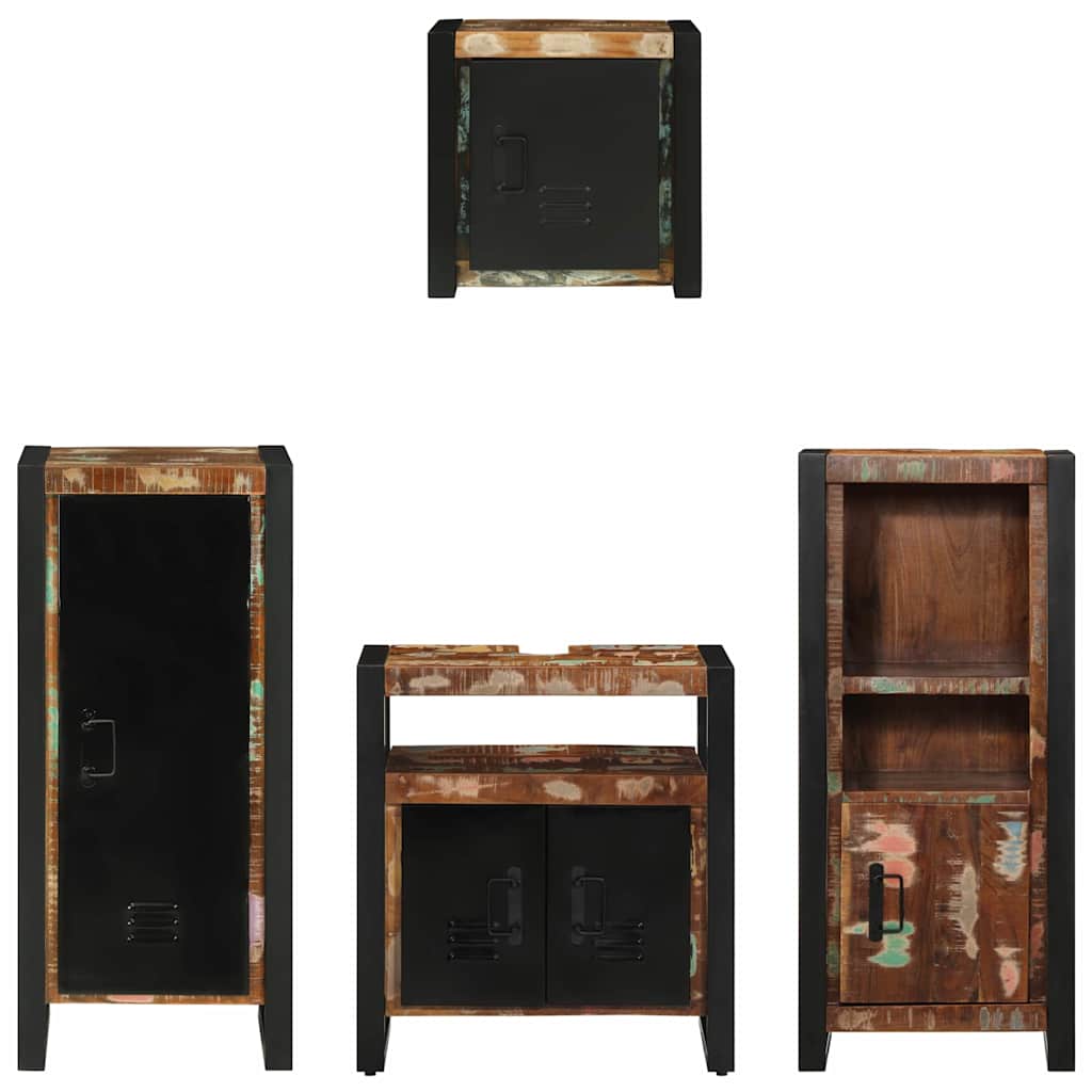 Bathroom Furniture Set 4 pcs Multicolour Solid Reclaimed Wood