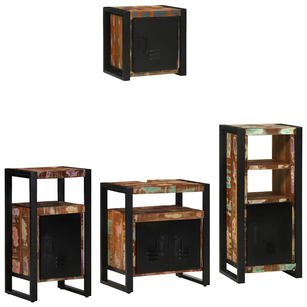 Bathroom Furniture Set 4 pcs Multicolour Solid Reclaimed Wood