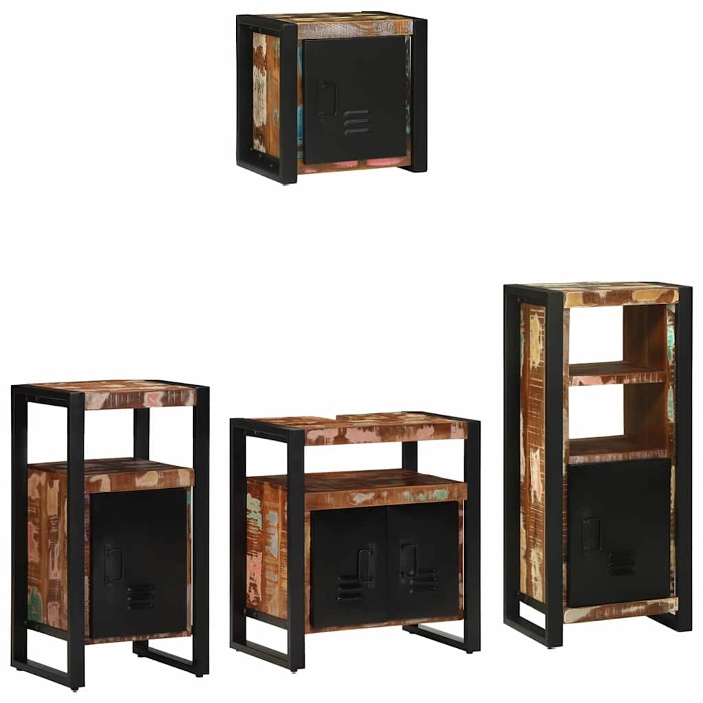 Bathroom Furniture Set 4 pcs Multicolour Solid Reclaimed Wood