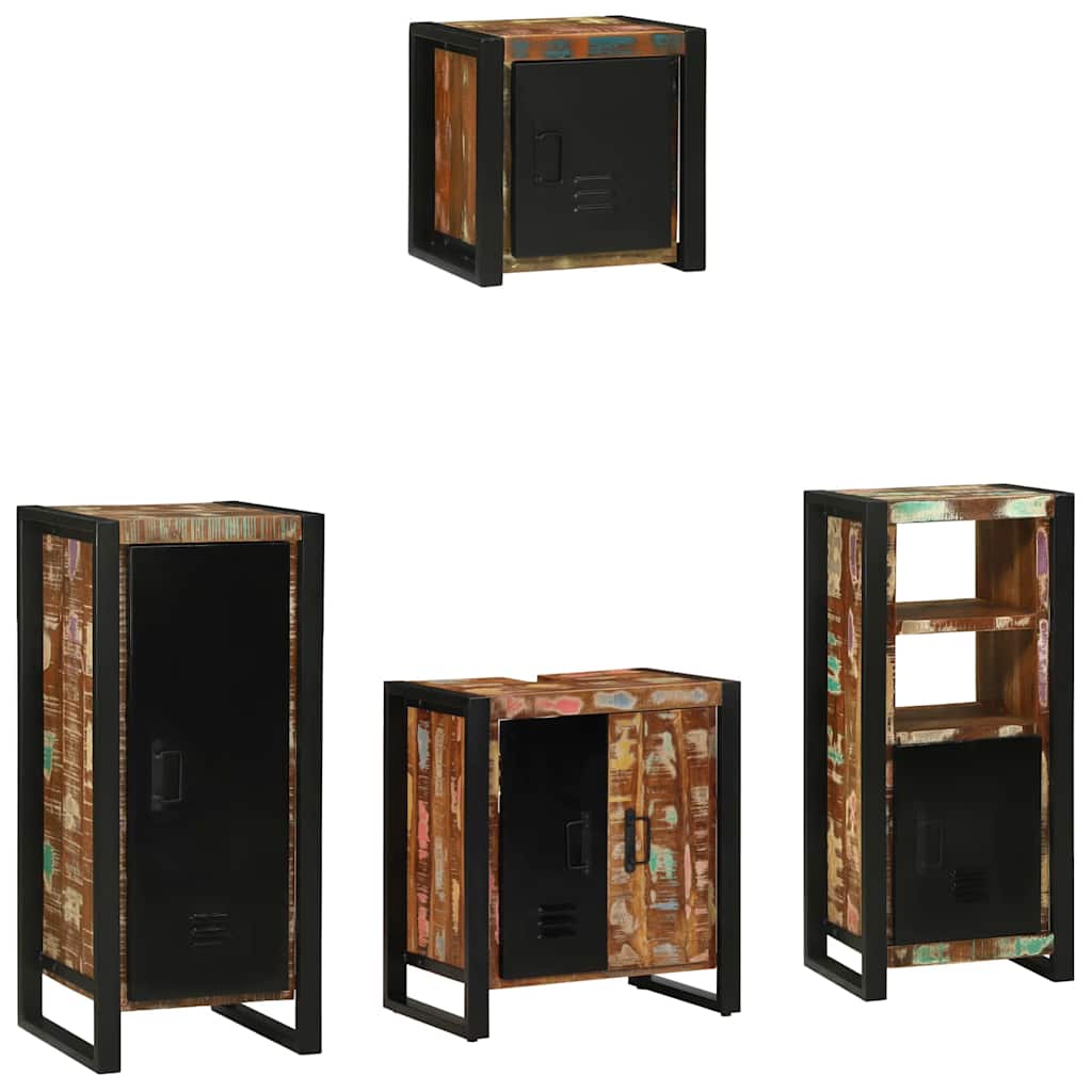 Bathroom Furniture Set 4 pcs Multicolour Solid Reclaimed Wood
