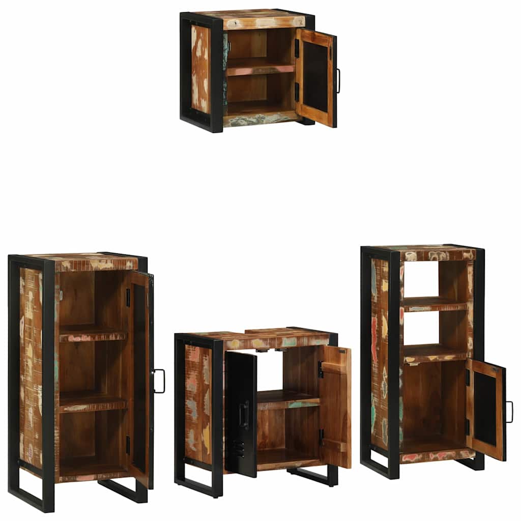 Bathroom Furniture Set 4 pcs Multicolour Solid Reclaimed Wood