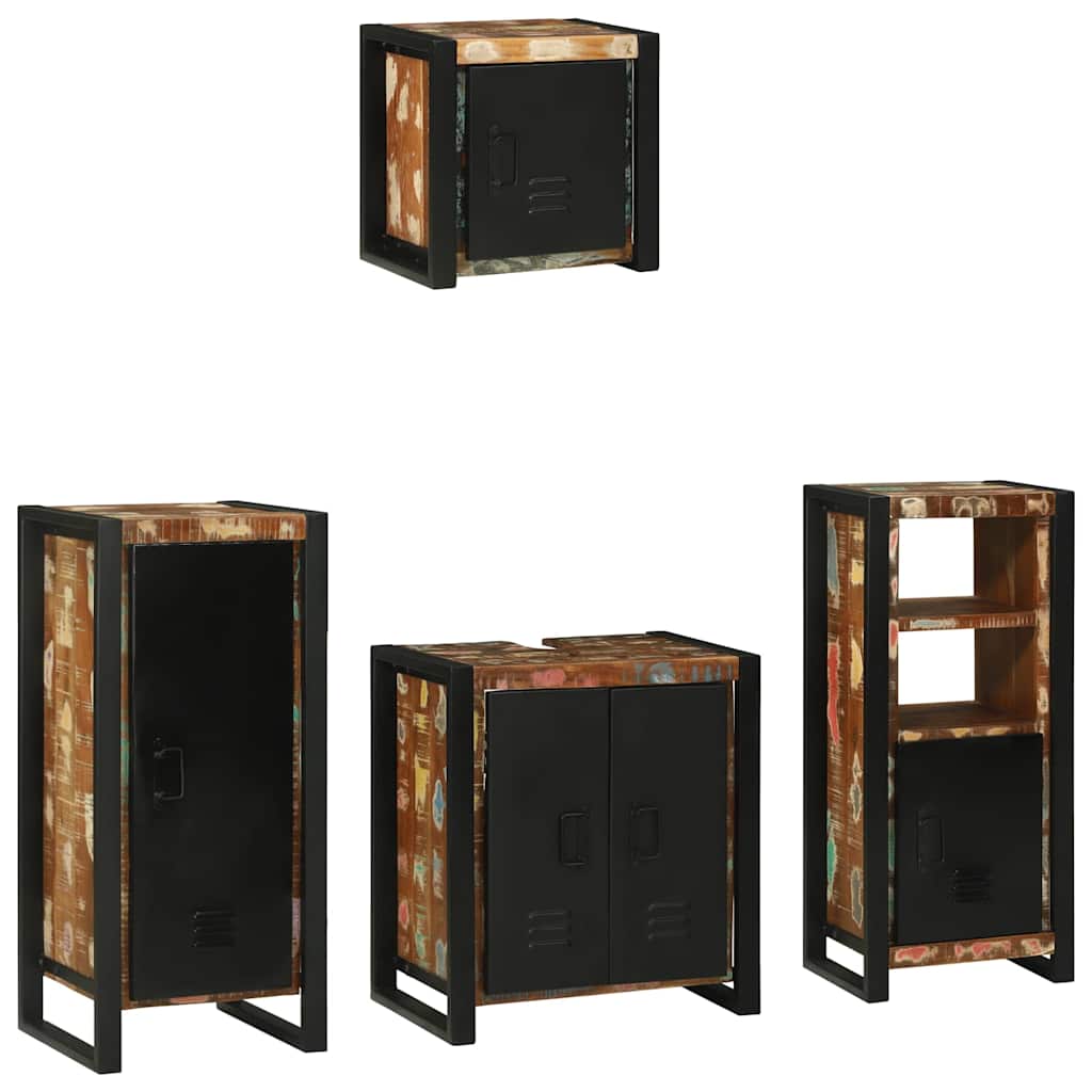 Bathroom Furniture Set 4 pcs Multicolour Solid Reclaimed Wood