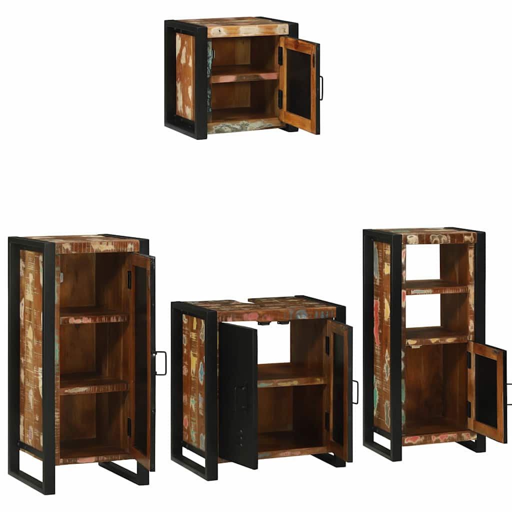Bathroom Furniture Set 4 pcs Multicolour Solid Reclaimed Wood